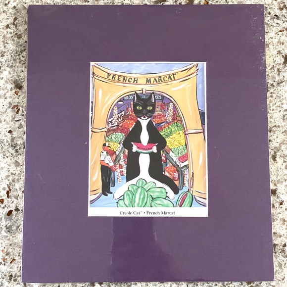 The Creole Cat Chamain O'Mahony Two Matted Prints French Marcat & Cat O’Brien’s - Picture 6 of 8